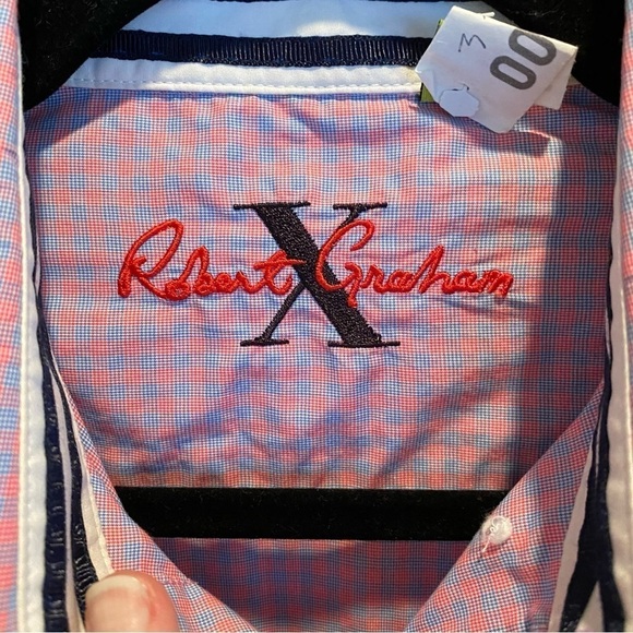 Robert Graham X Collection Large L Tailored Fit Contrast Cuffs Pink Blue Plaid - Picture 3 of 11